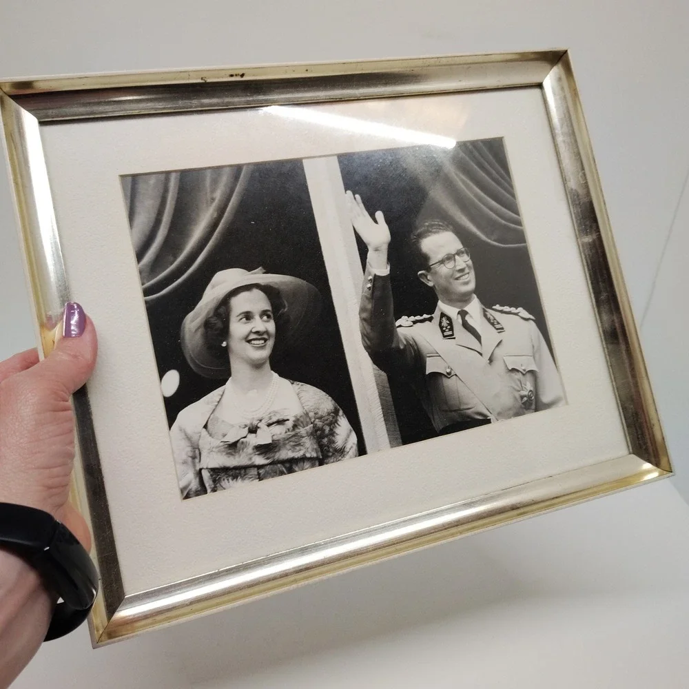 Vintage Silver Frame Photos King Baudouin Queen Fabiola Belgium 10.5x13‎